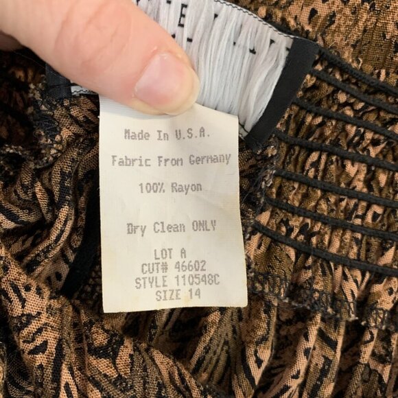 Vintage Carole Little Womens 14 Pants Pull On Rayon 80s Brown Beaded Boho Hippie - Picture 13 of 16